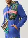 True Religion Tattoo Logo Zip Hoodie In Blue