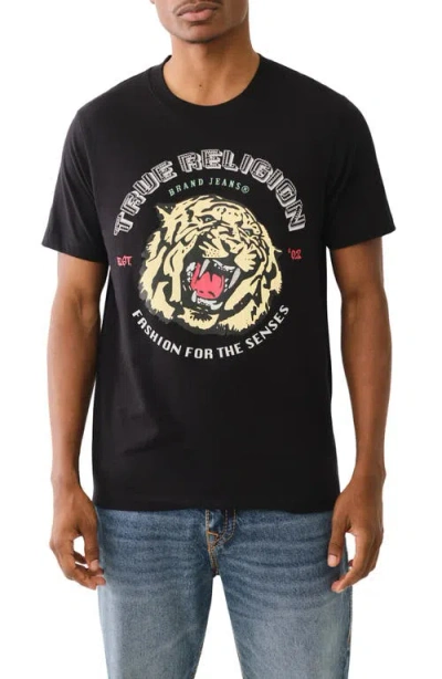 True Religion Tiger Face Graphic T-shirt In Jet Black