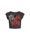True Religion Top Notched Neck Ribbed Crop Top In Raven