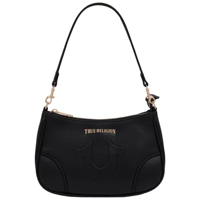 True Religion Trapunto Logo Shoulder Bag In Black