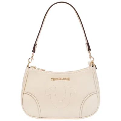 True Religion Trapunto Logo Shoulder Bag In White