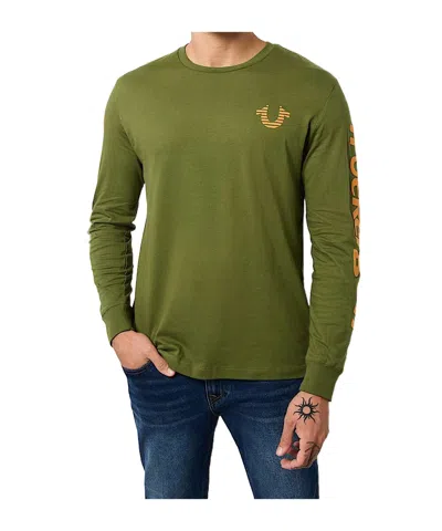 True Religion True Flag Long Sleeve Tee In Green