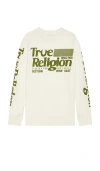 True Religion True Flag Long Sleeve Tee In White