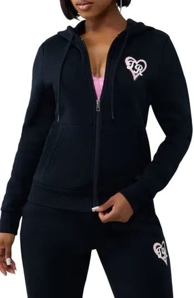 True Religion True Love Classic Full Zip Hoodie In Black