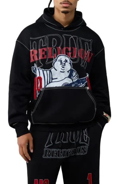 True Religion True No. 1 Big T Graphic Hoodie In Black