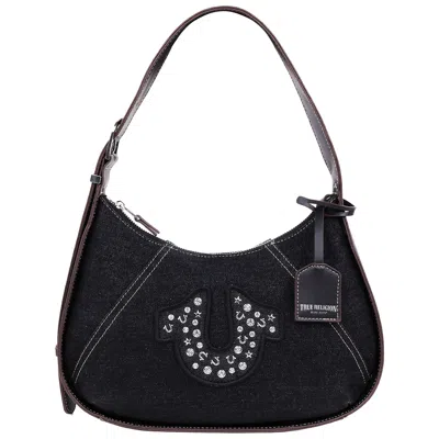 True Religion True Religon Strudded Logo Denim Hobo In Black