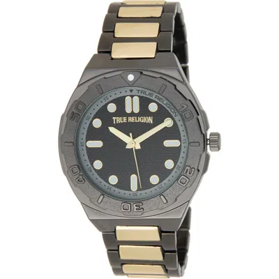 True Religion Two Tone Waterproof Bracelet Watch, 44mm In Black