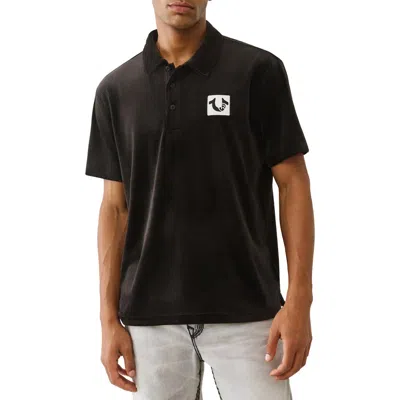 True Religion Men's Short-sleeve Velour Polo Shirt In Black