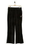 True Religion Velour Straight Leg Pants In Black