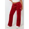 True Religion Velour Straight Leg Pants In Red Dahlia