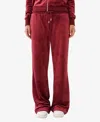 True Religion Velour Track Pant Womens Red Drawstring Waist Straight Leg Fts1067 In Burgundy