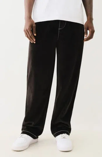 True Religion Velvet Big T Pants In Jet Black/shiny Nickel