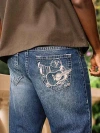 True Religion Vinny Embroidered Buddha Pocket Ultra Baggy Jean In Blue