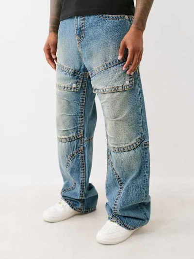 True Religion Vinny Moto Super T Ultra Baggy Jean In Blue