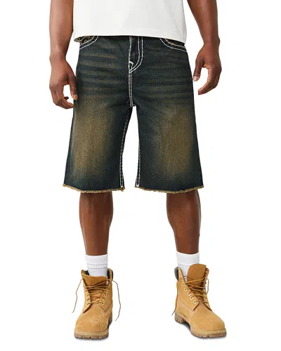 True Religion Mikey Super T Flap Denim Shorts In Dark Wash