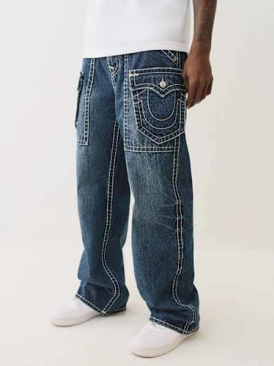 True Religion Vinny Super T Ultra Baggy Cargo Pant In Blue