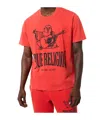True Religion Vintage Crackle Buddha Tee In Orange