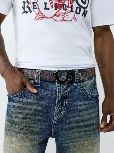 True Religion Vintage Horseshoe Belt In Brown