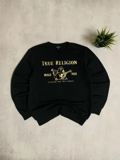 Pre-owned True Religion Vintage  Big Logo Baggy Crewneck Sweatshirt Y2k In Black