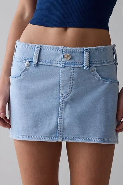 True Religion Washed Raw Edge Big T Mini Skirt In Pacific Coast, Women's At Urban Outfitters