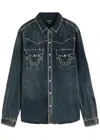 True Religion Western Contrast-stitch Denim Shirt In Indigo