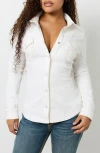 True Religion Western Denim Button-up Shirt In Winter White