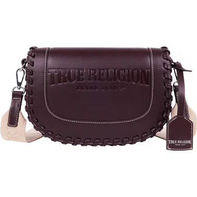 True Religion Whipstitched Saddle Bag In Burgundy