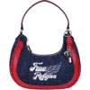 True Religion Wing Motif Denim Hobo Bag In Blue