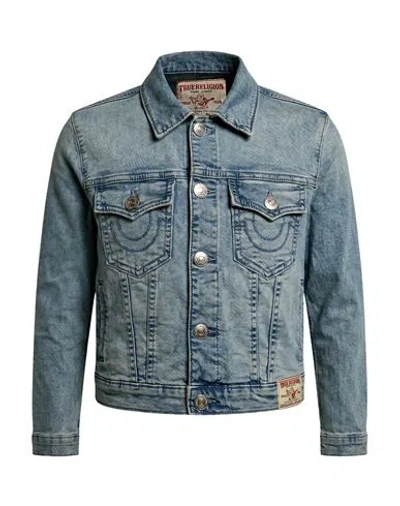 True Religion Woman Denim Outerwear Blue Size Xl Cotton, Polyester, Rayon, Elastane