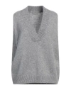 True Religion Woman Sweater Light Grey Size L Wool, Metallic Polyester, Polyamide In Gray