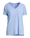 True Religion Woman T-shirt Sky Blue Size L Cotton, Linen, Elastane In Blue