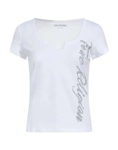 True Religion Woman T-shirt White Size L Cotton, Elastane