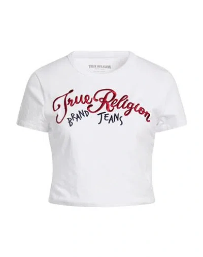 True Religion Woman T-shirt White Size L Cotton, Elastane