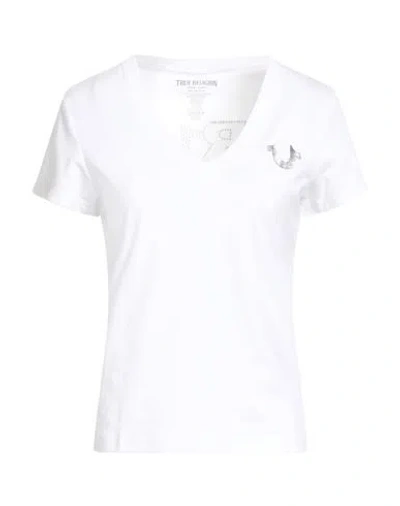 TRUE RELIGION TRUE RELIGION WOMAN T-SHIRT WHITE SIZE L COTTON, POLYESTER, ELASTANE