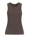 True Religion Woman Tank Top Chocolate Brown Size L Cotton, Viscose, Elastane