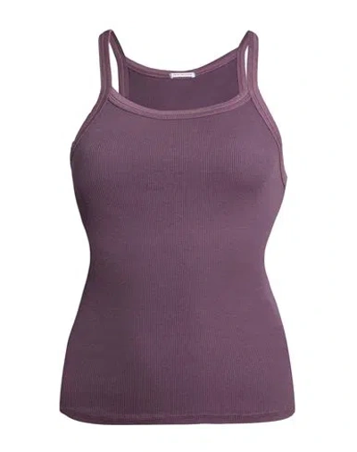 True Religion Woman Tank Top Plum Size M Cotton, Viscose, Elastane In Purple