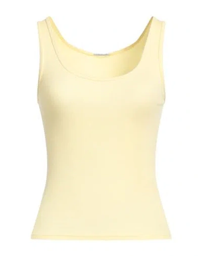 True Religion Woman Tank Top Yellow Size L Cotton, Viscose, Elastane