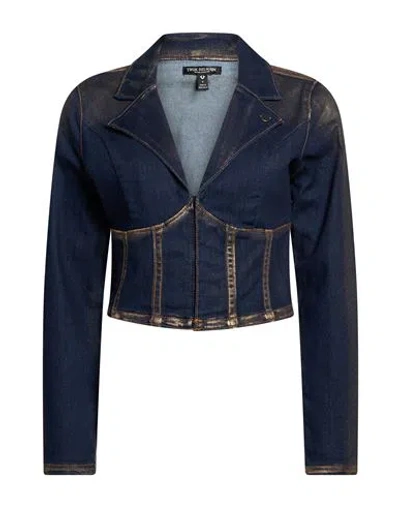 True Religion Woman Top Blue Size L Cotton, Polyester, Viscose, Elastane