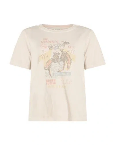 True Religion Woman T-shirt Beige Size L Cotton In Nude