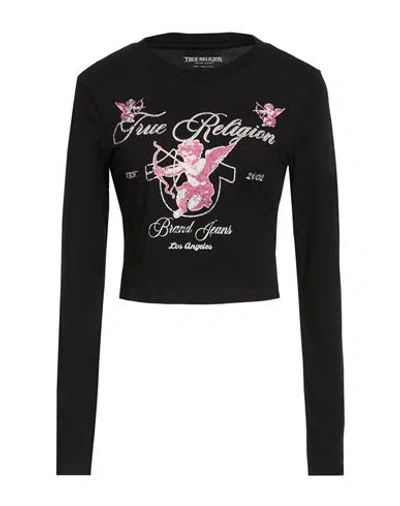 True Religion Women's Crystal Cupid Long Sleeve Baby T-shirt In Black