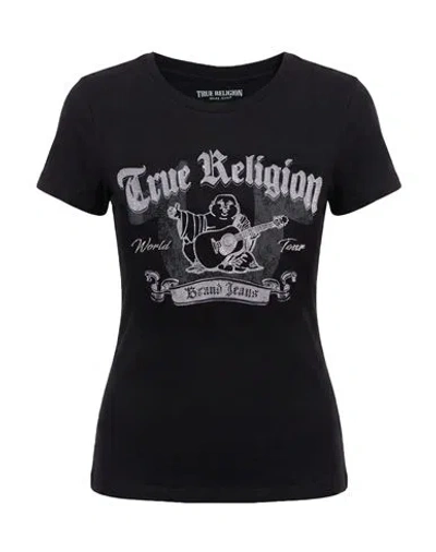 True Religion Woman T-shirt Black Size Xl Cotton, Polyester, Elastane