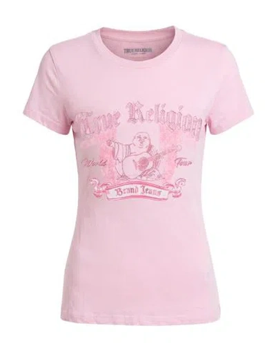 True Religion Woman T-shirt Pink Size Xl Cotton, Polyester, Elastane
