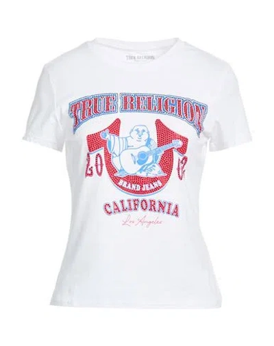True Religion Woman T-shirt White Size L Cotton, Polyester, Elastane