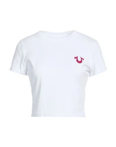 True Religion Woman T-shirt White Size M Cotton, Elastane