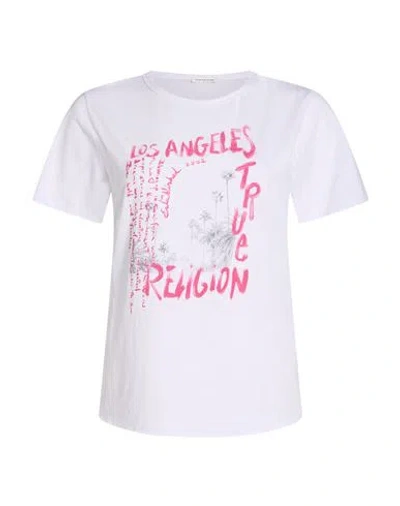 True Religion Woman T-shirt White Size S Cotton, Elastane