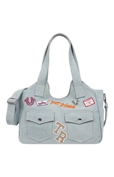True Religion Women's Agusto Multi Patch Soft Tote Bag In Denim In Blue