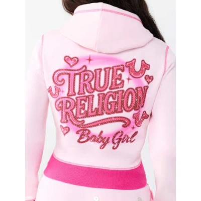 True Religion Women's Airbrush Crush Shrunken Hoodie In Pink
