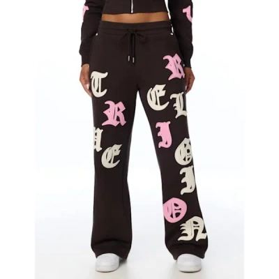 True Religion Women's Appliqu� Mid Rise Straight Leg Sweatpant In Black