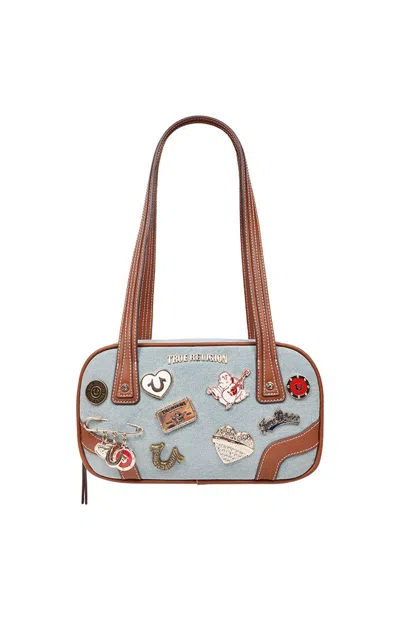 True Religion Women's Arbor Multi Pin Logo Denim Satchel Bag In Blue