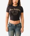 True Religion Crystal Logo Short Sleeve Baby Tee In Jet Black